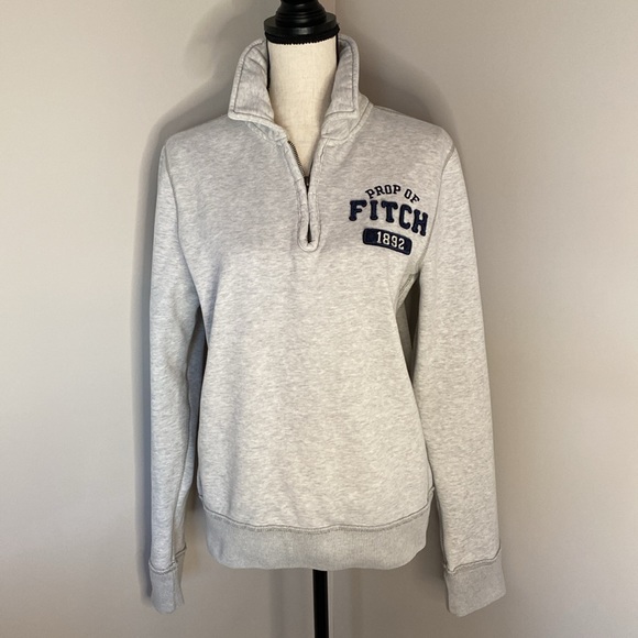 Abercrombie & Fitch 1/4 Zip Sweatshirt Y2K Preppy Vtg - Picture 4 of 13